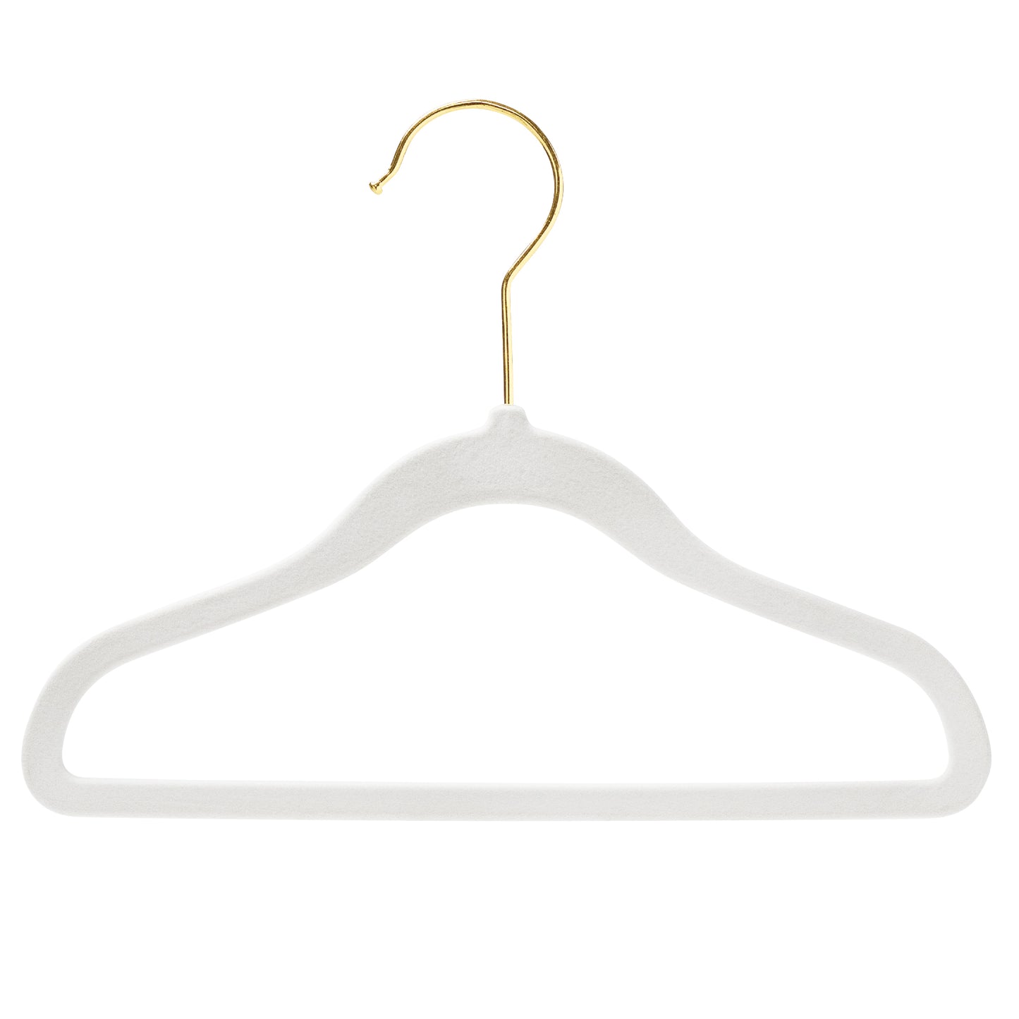 25cm Kids Size Slim-Line White Velvet Suit Hanger with Gold Hook Sold in Bundles of 20/50/100