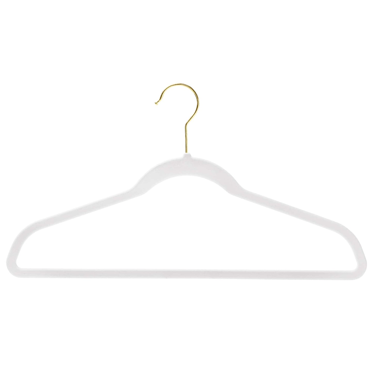 43cm Slim-Line White Velvet Coat Hanger with Gold Hook Sold in Bundles of 50/100