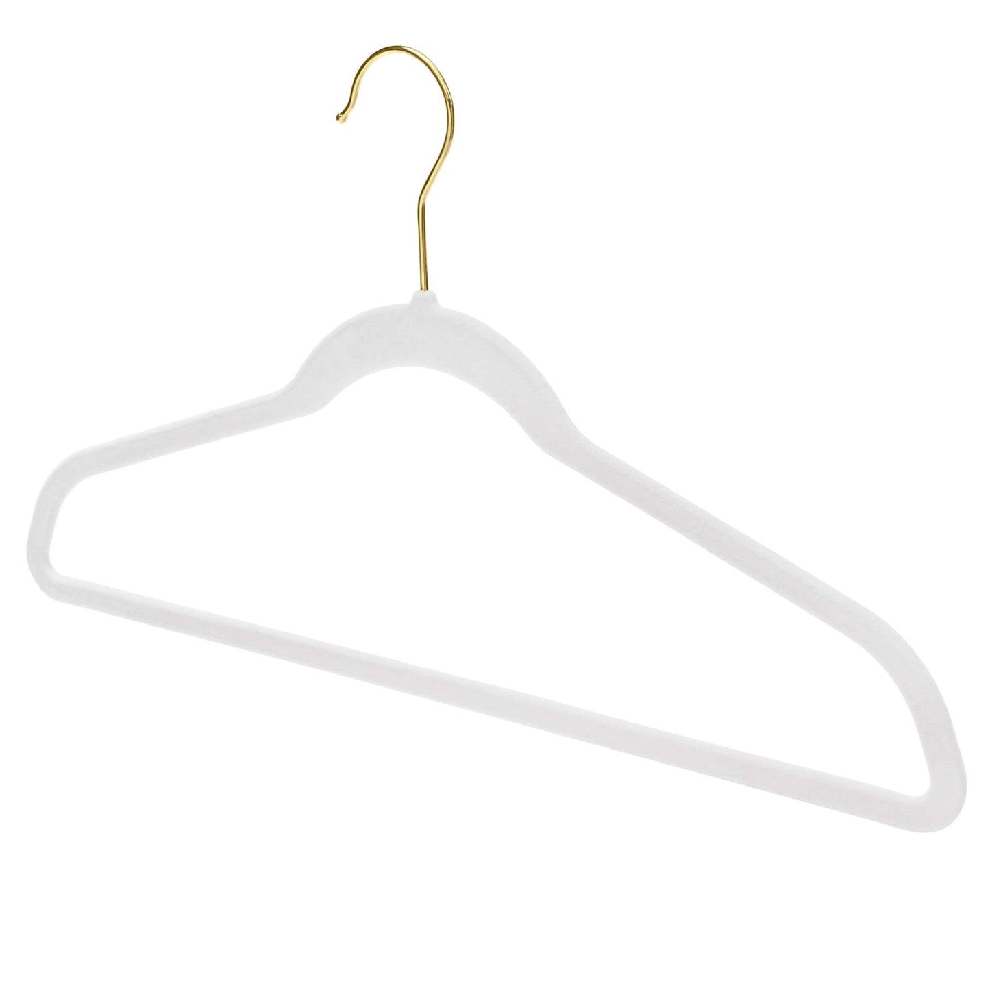 43cm Slim-Line White Velvet Coat Hanger with Gold Hook Sold in Bundles of 50/100