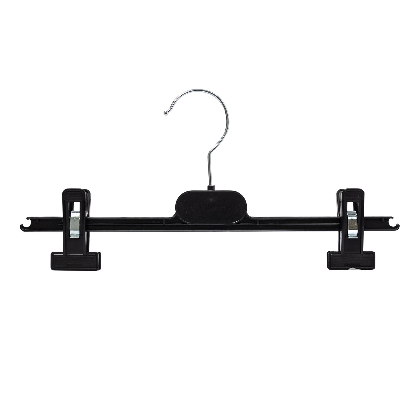 30.5cm Black Plastic Coat/Pant Hangers With Movable Clips Sold in Bundle of 25/50/100