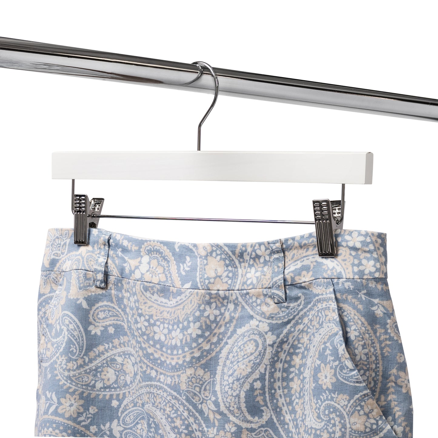 35.5cm White Wooden Pant Hanger With Clips Sold in Bundle of 20/50/100