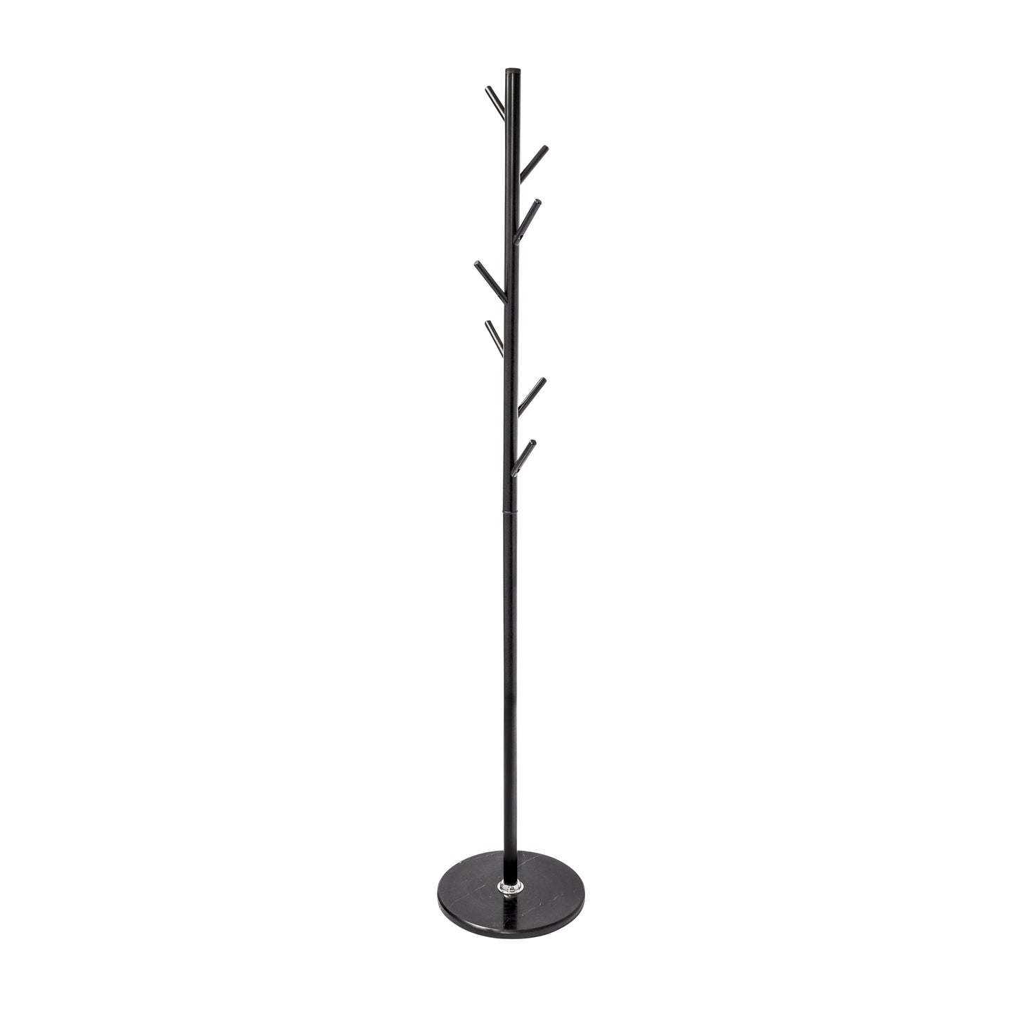N1 Premium Coat Rack Stand with Black Metal & Aluminium Hooks - Solid Heavy Marble Base
