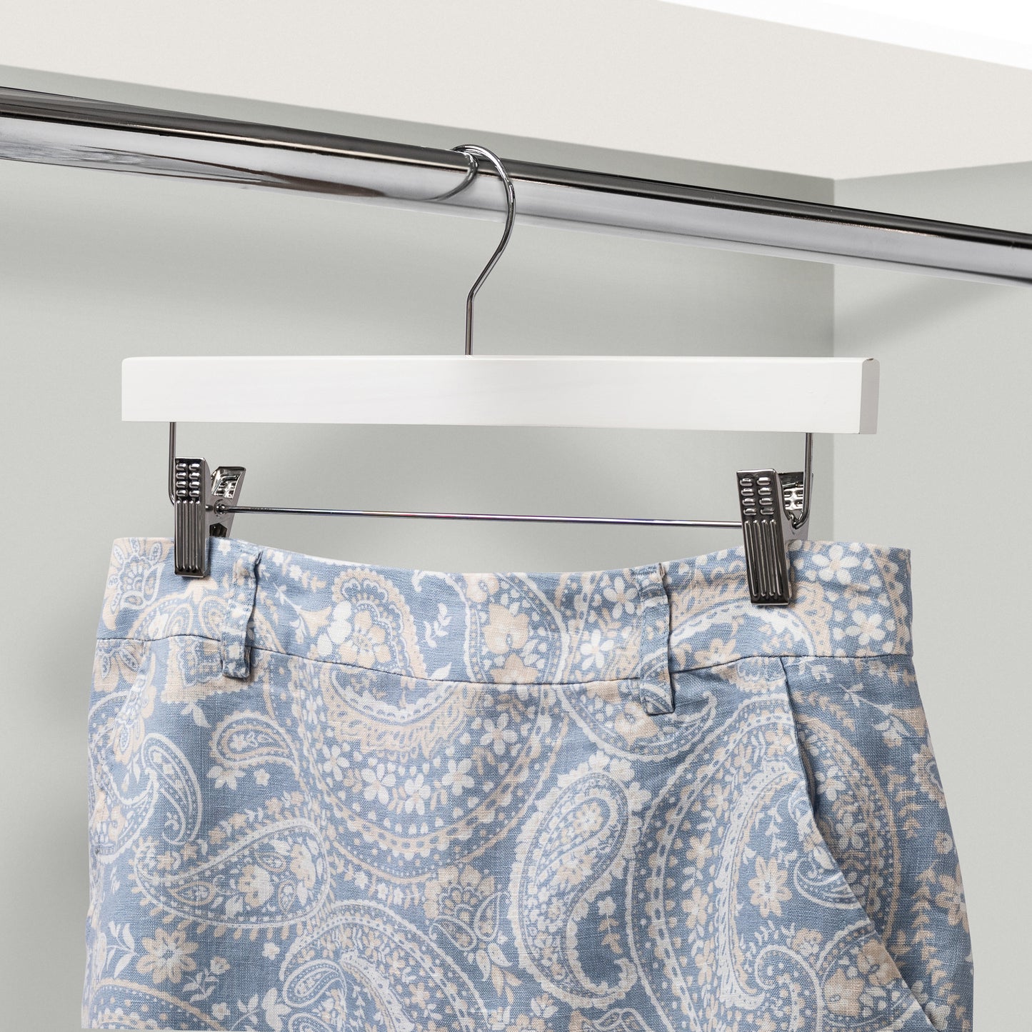 35.5cm White Wooden Pant Hanger With Clips Sold in Bundle of 20/50/100