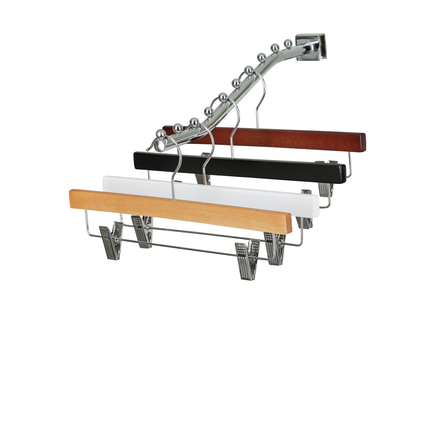 35.5cm Walnut Wooden Pant Hanger With Clips Sold in Bundle of 25/50/100 - Rackshop Australia