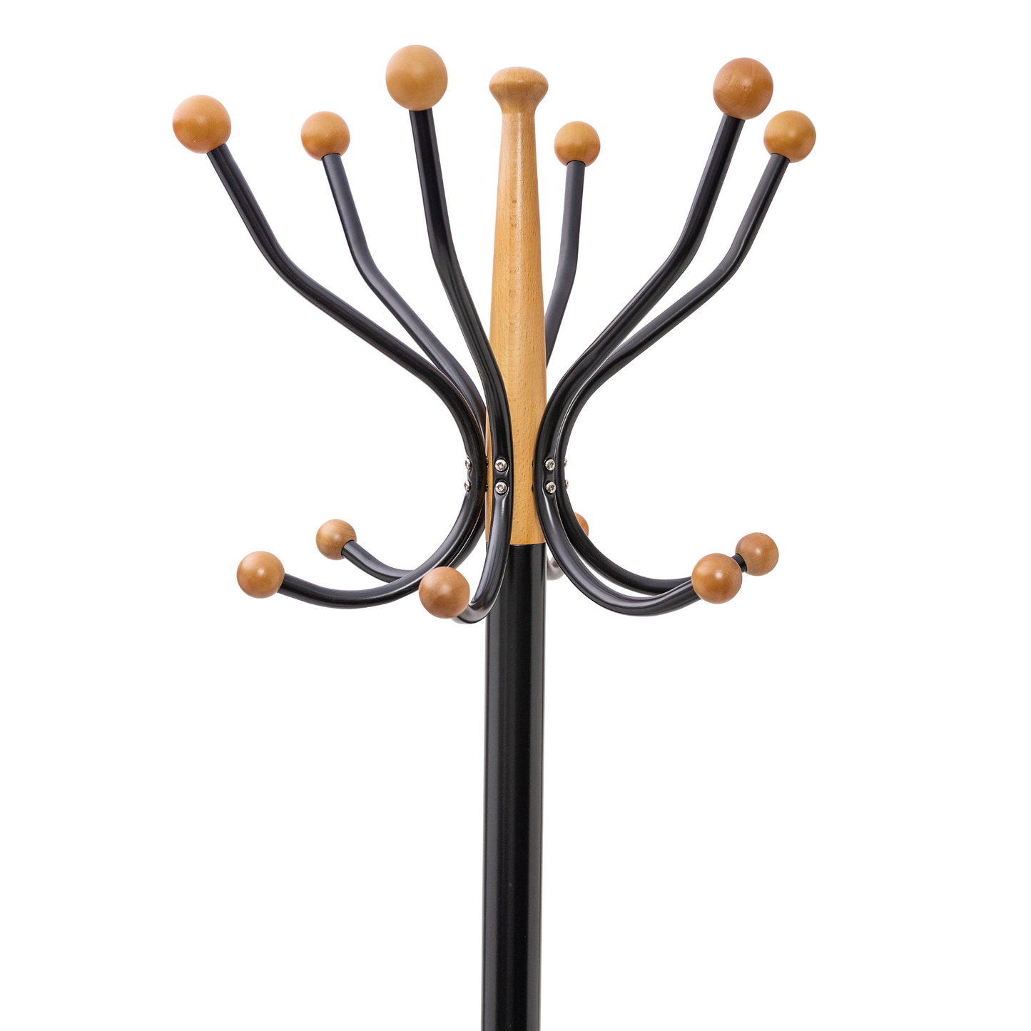 Home Deluxe Black Heavy Duty Metal & Beech Wood Coat Rack With Solid Marble Base - Rackshop Australia