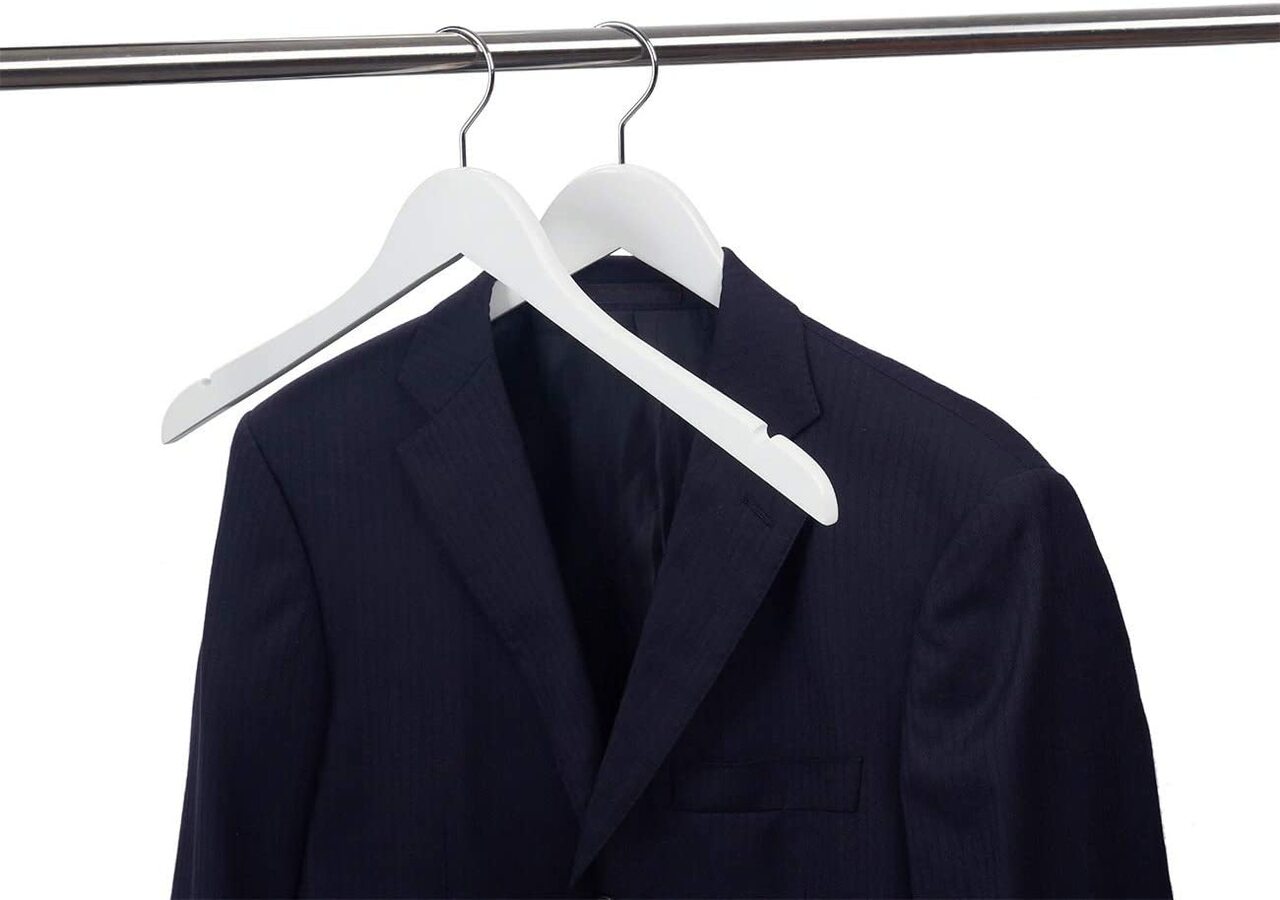 43cm White Wooden Top Hanger 12mm thick Sold in Bundle of 25/50/100 - Rackshop Australia