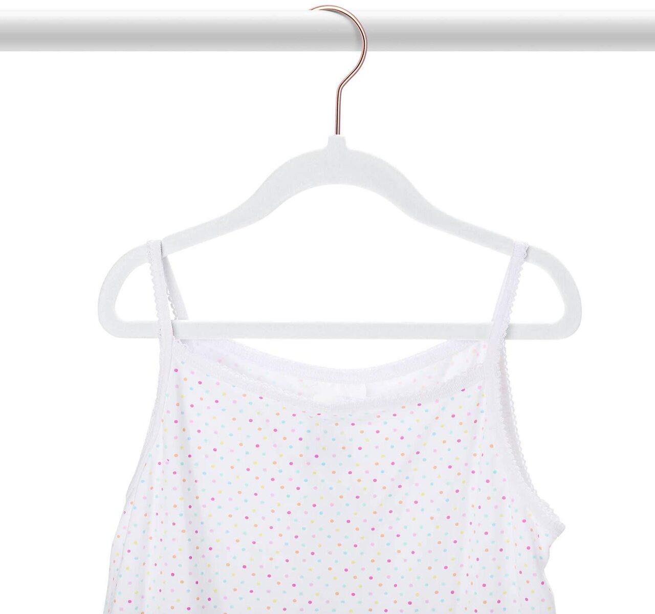 25cm Kids Size Slim-Line White Velvet Suit Hanger with Rose Gold Hook Sold in Bundles of 20/50/100 - Rackshop Australia