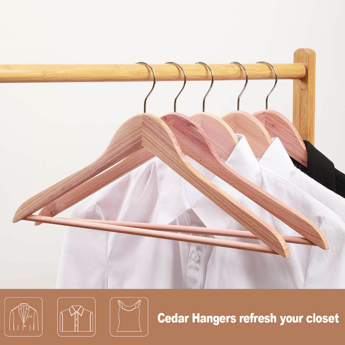43cm Premium Eastern Red Cedar Hanger with Bar 12mm thick- Sold In Bundles of 5/25/50 - Rackshop Australia