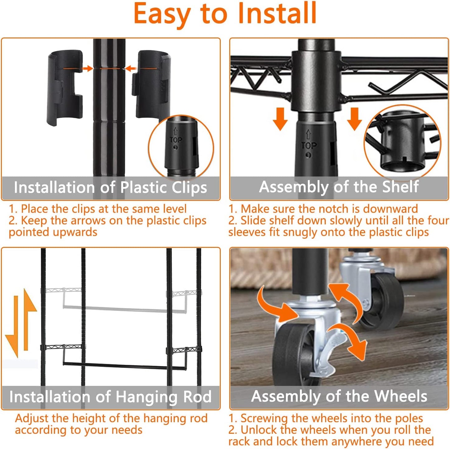Home Essential Matte Black Metal Garment Rack With 3 Shelves & Removable Wheels - Hold 50 kgs Each Shelve - Rackshop Australia