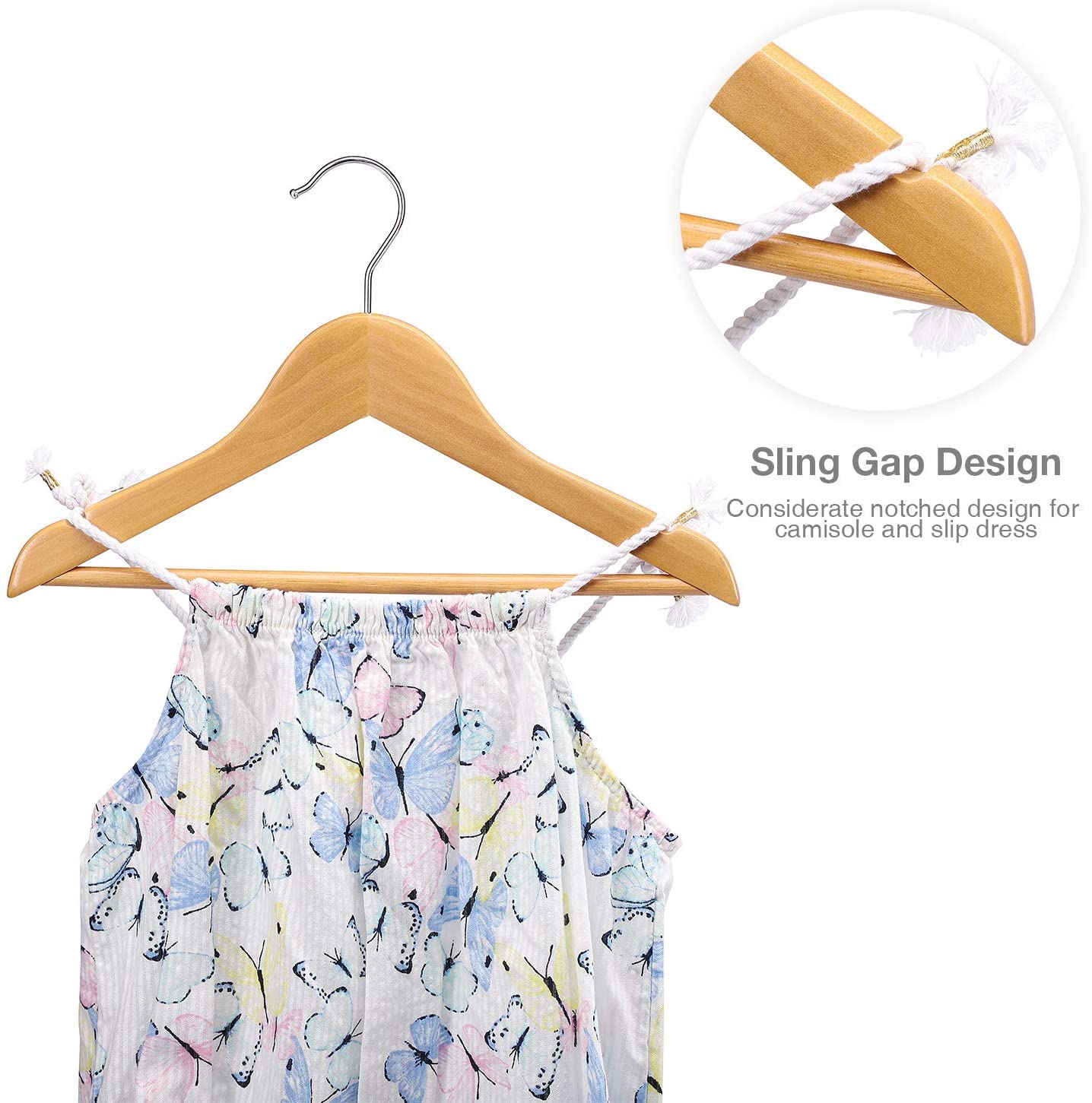 25cm Natural Wooden Baby Hanger w/ Bar Sold in Bundle of 25/50/100 - Rackshop Australia