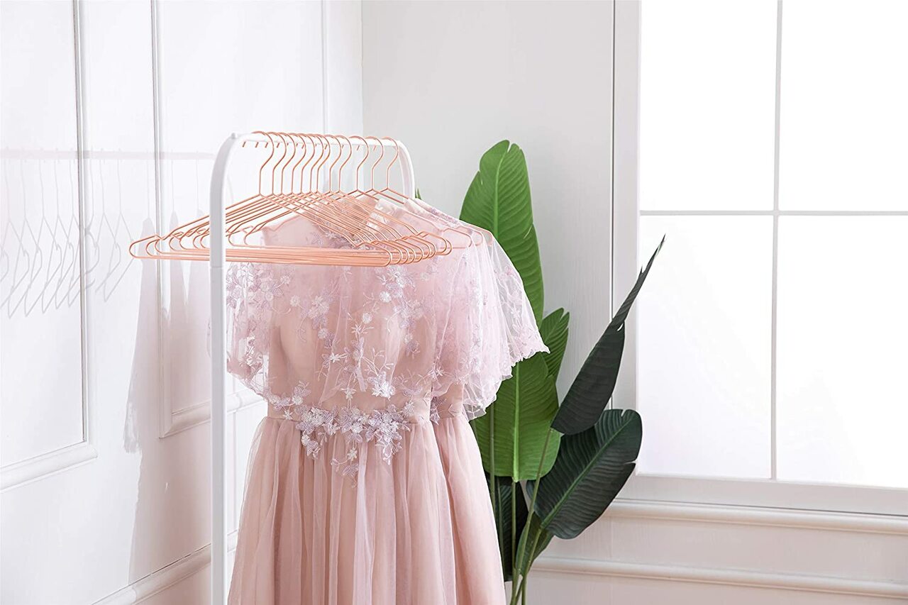 43cm Rose Gold Metal Coat Hanger (3.5mm thick) w/Notches Sold in Bundles of 25/50/100 - Rackshop Australia