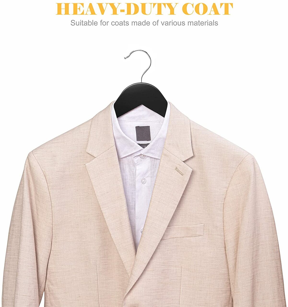 43cm Black Wooden Suit Hanger With Bar 14mm thick With Soft Rubber Sold in 25/50/100 - Rackshop Australia