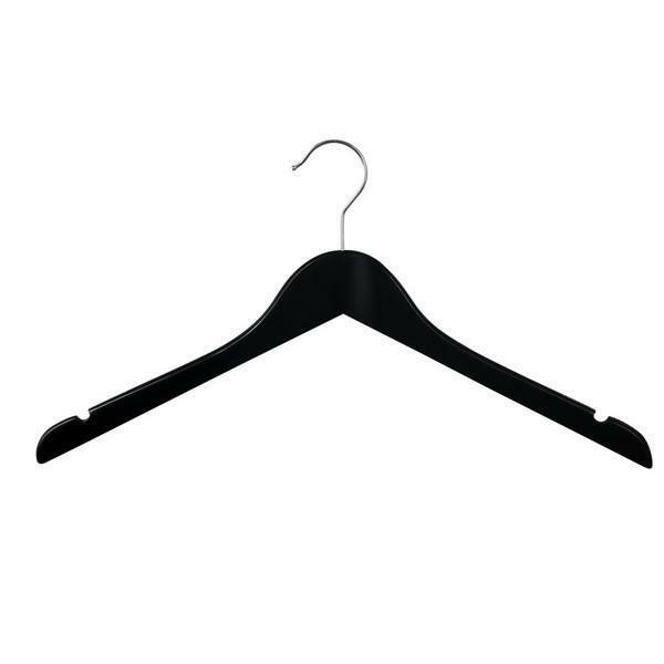 43cm Black Wooden Coat Hanger 12mm thick Sold in Bundle of 25/50/100 - Rackshop Australia