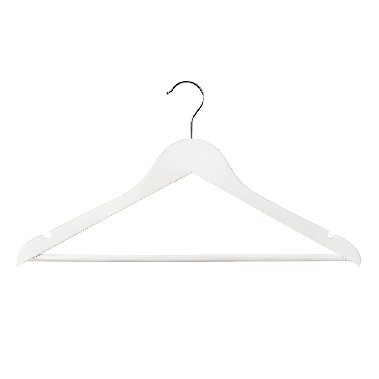 43cm White Wooden Suit Hanger With Bar 12mm thick Sold in Bundle of 25/50/100 - Rackshop Australia