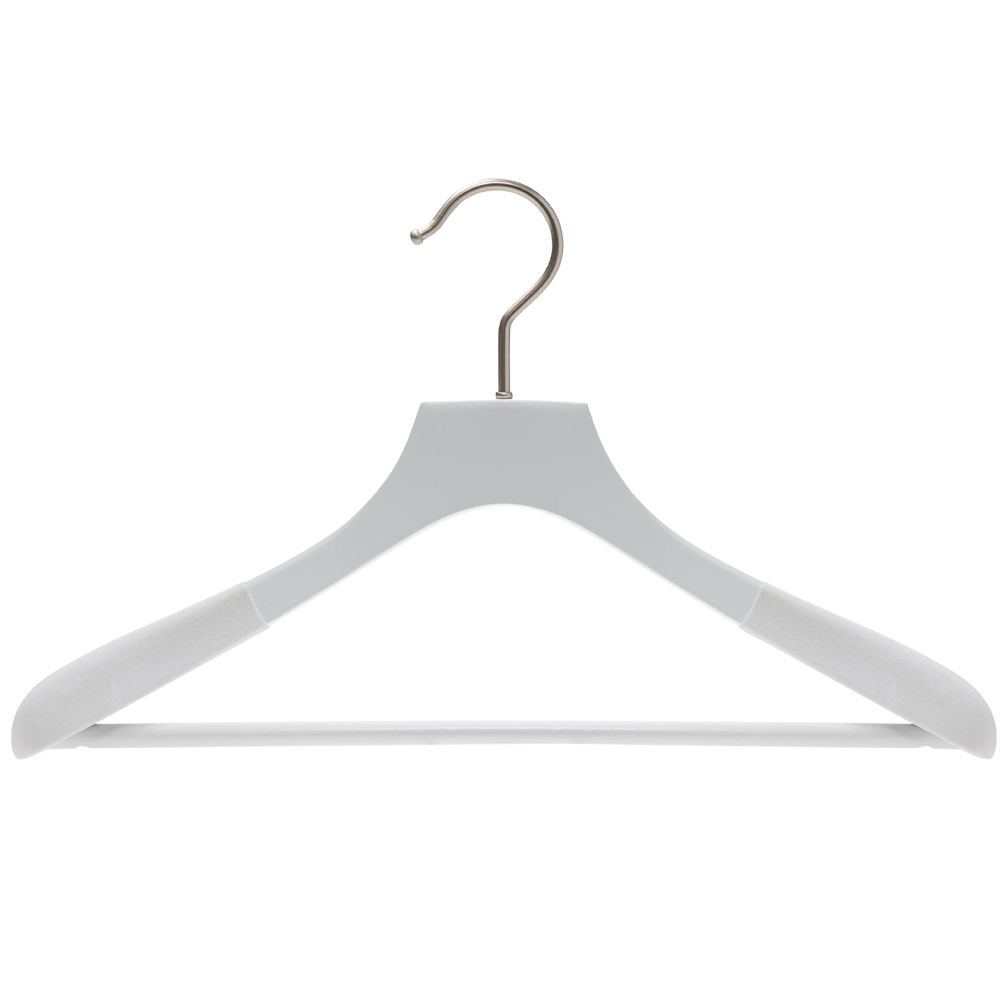 46cm Premium White Wood Bridal Wear Coat Hanger With White Velvet Coating - 50mm Thick Shoulders Sold 5/10/20 - Rackshop Australia