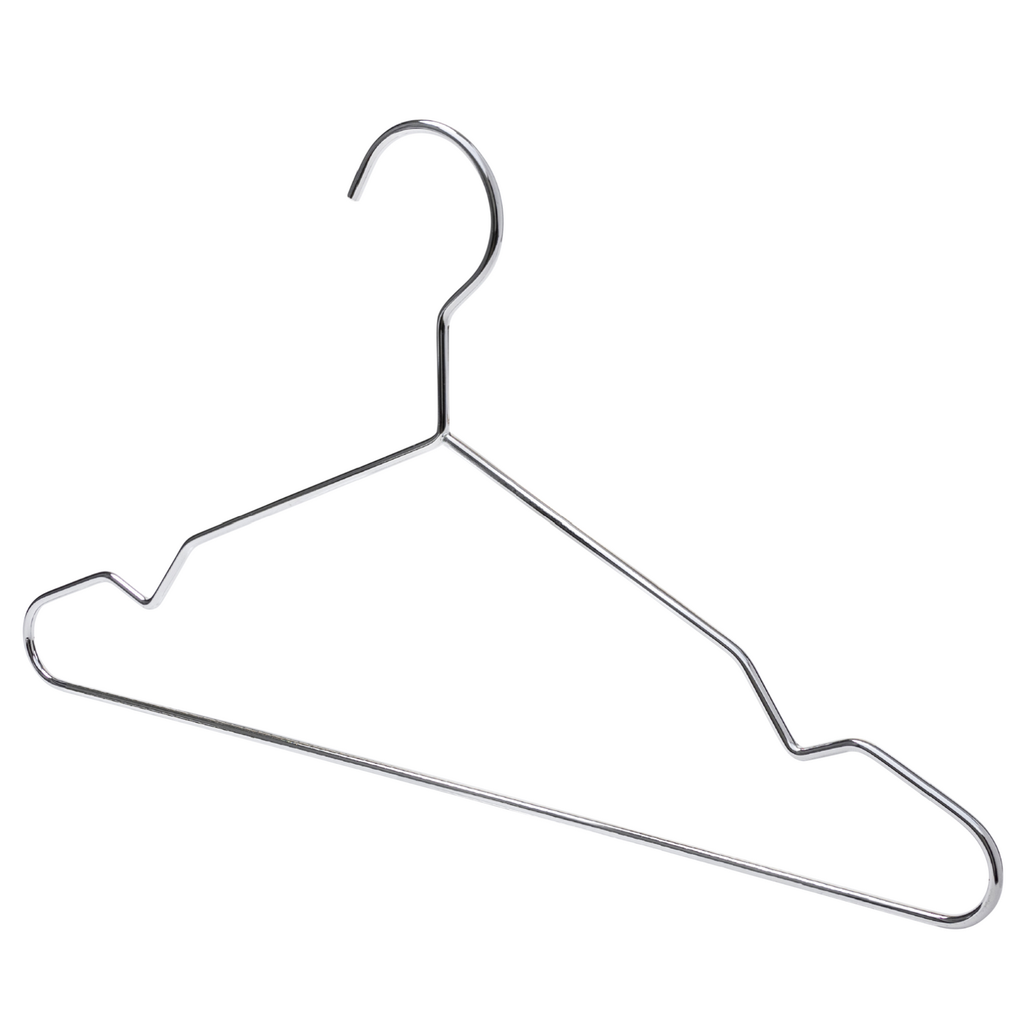 43cm Heavy Duty Chrome Metal Suit Hanger with Bar & Notches (4.5mm thick) Sold in Bundles of 25/50/100 - Rackshop Australia
