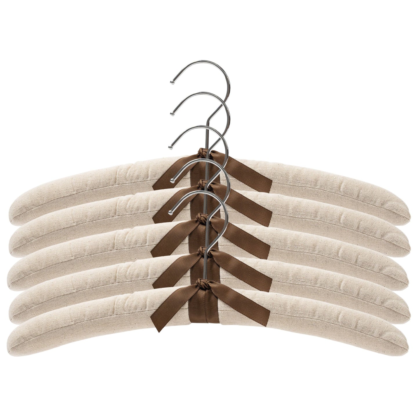 38cm Linen Padded Coat Hanger with Chrome Hook-Sold in Bundle of 10/25/50 - Rackshop Australia