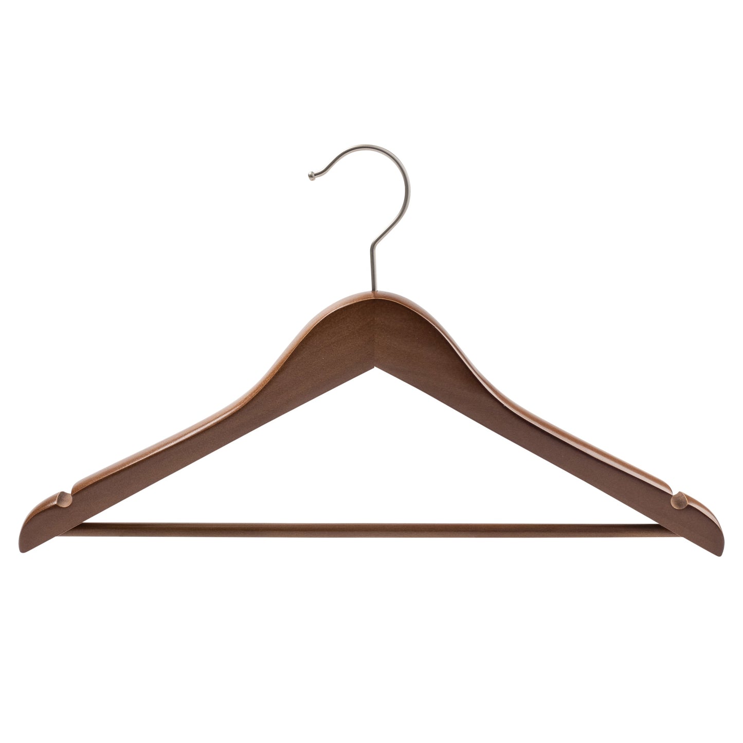 43cm Premium Walnut Wood Coat Hanger With Bar 20mm Thick Sold in 5/10/25 - Rackshop Australia