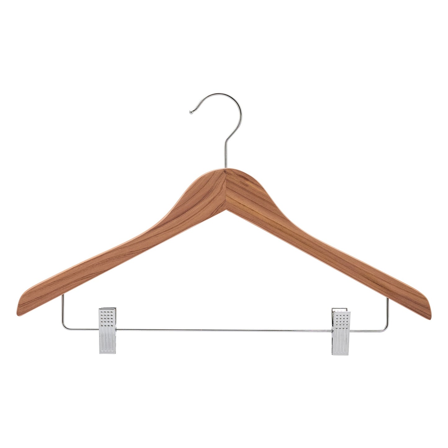 43cm Premium Combination Natural Cedar Coat Hanger with Clips 12mm thick -Sold In Bundles of 5/25/50 - Rackshop Australia