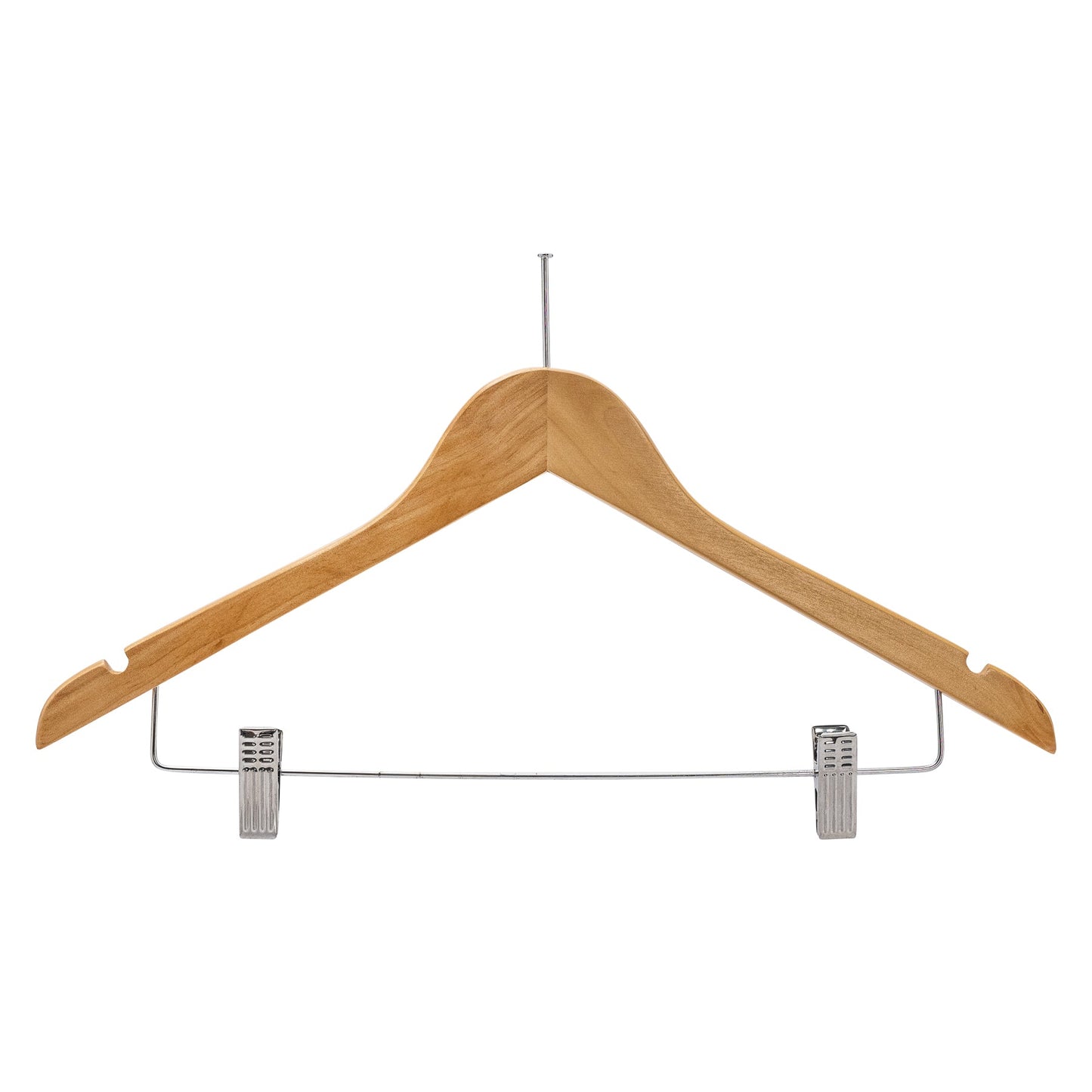 43cm Natural Wooden Anti-Theft Coat Hanger With Clips (WITHOUT HOOK) 12mm thick Sold in Bundle of 25/50/100 - Rackshop Australia
