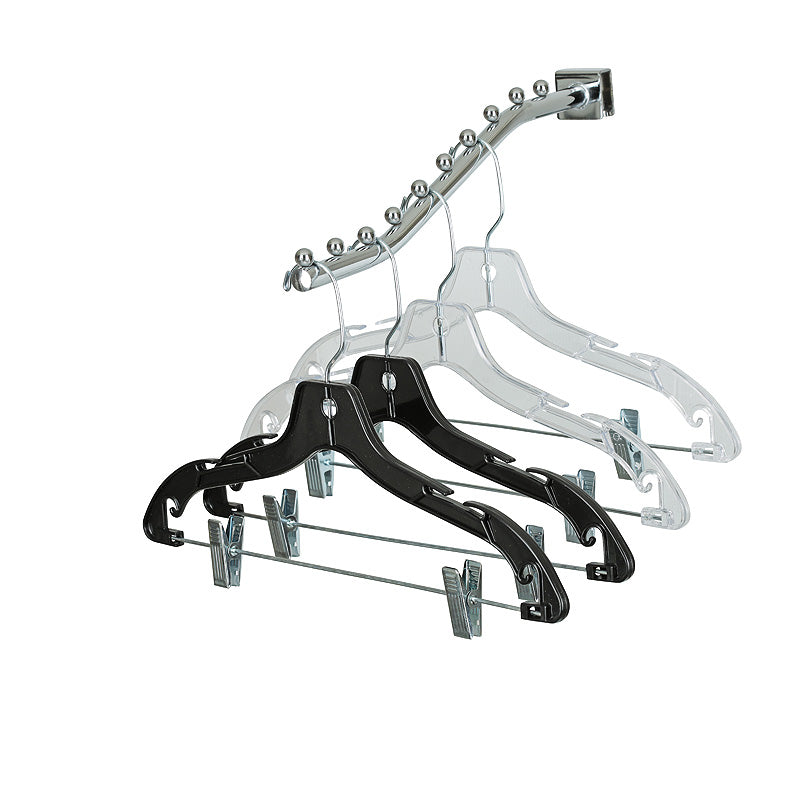 43cm Clear Plastic Combination Hanger with Clips (100% transparent) Sold in Bundles of 25/50/100 - Rackshop Australia