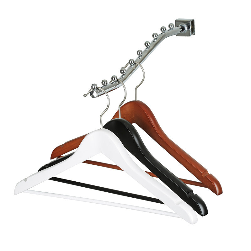 43cm Premium Walnut Wood Coat Hanger With Bar 20mm Thick Sold in 5/10/25 - Rackshop Australia