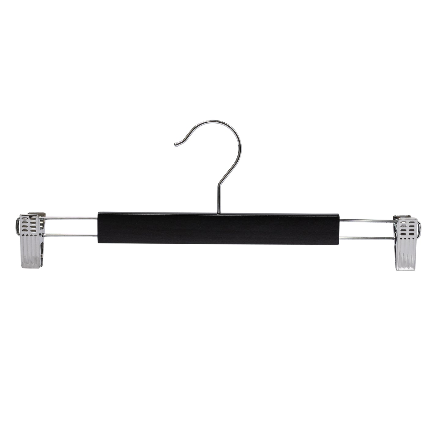 35.5cm Black Wooden Pant Hanger With Clips 12mm thick Sold in Bundle of 20/50/100