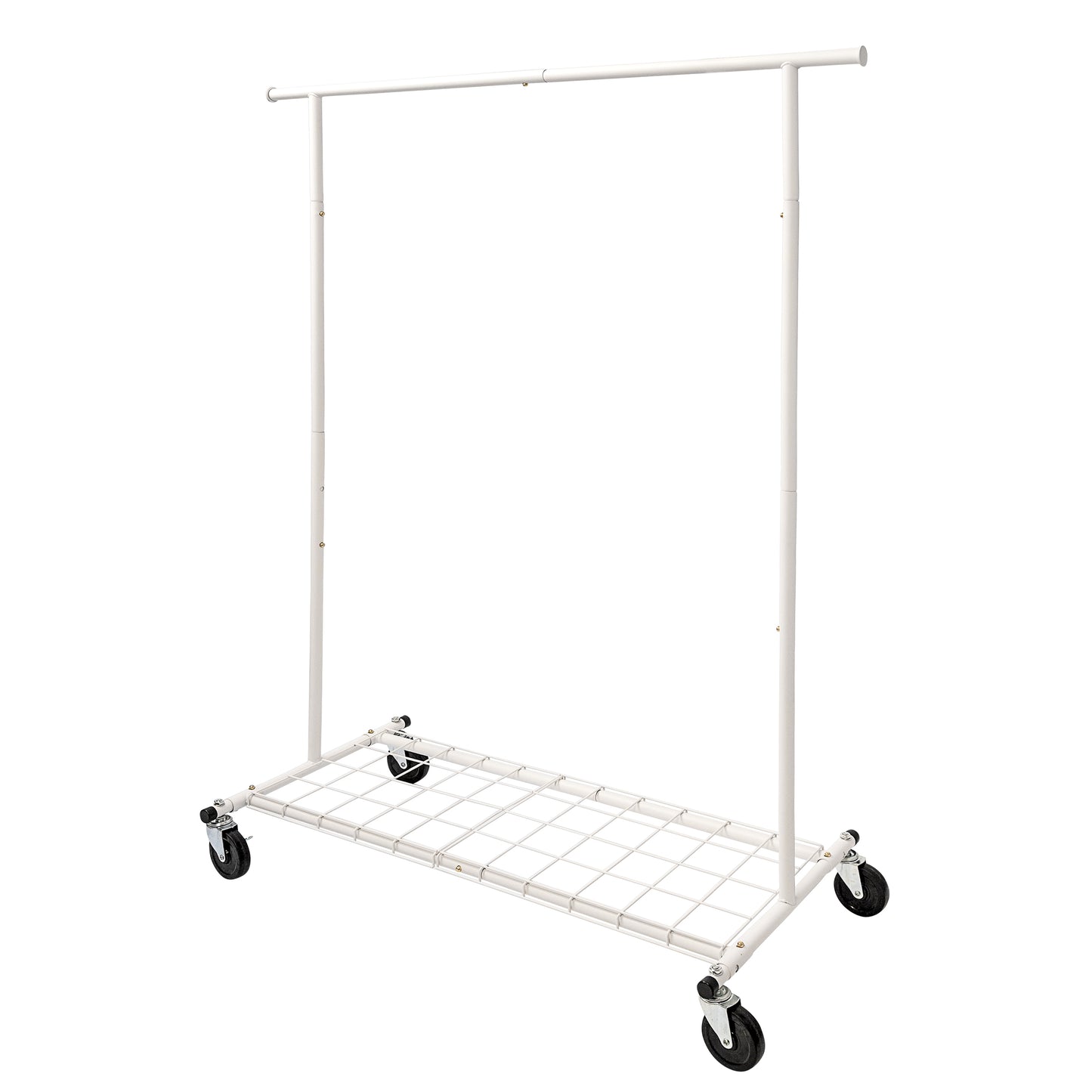 N1 Heavy Duty Matte White Metal Rolling Garment Rack With Removable Bottom Panel (100kgs Weight Capacity) Sold in 1/5