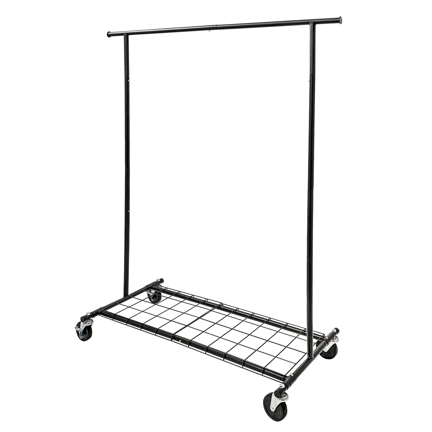 N1 Heavy Duty Matte Black Metal Rolling Garment Rack With Removable Bottom Panel (100kgs Weight Capacity) Sold in 1/5