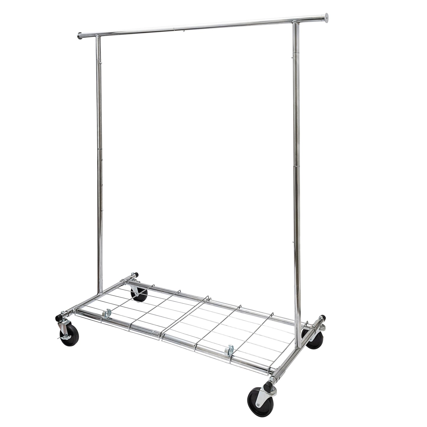 N1 Heavy Duty Chrome Metal Rolling Garment Rack (100kgs Weight Capacity) Sold in 1/5