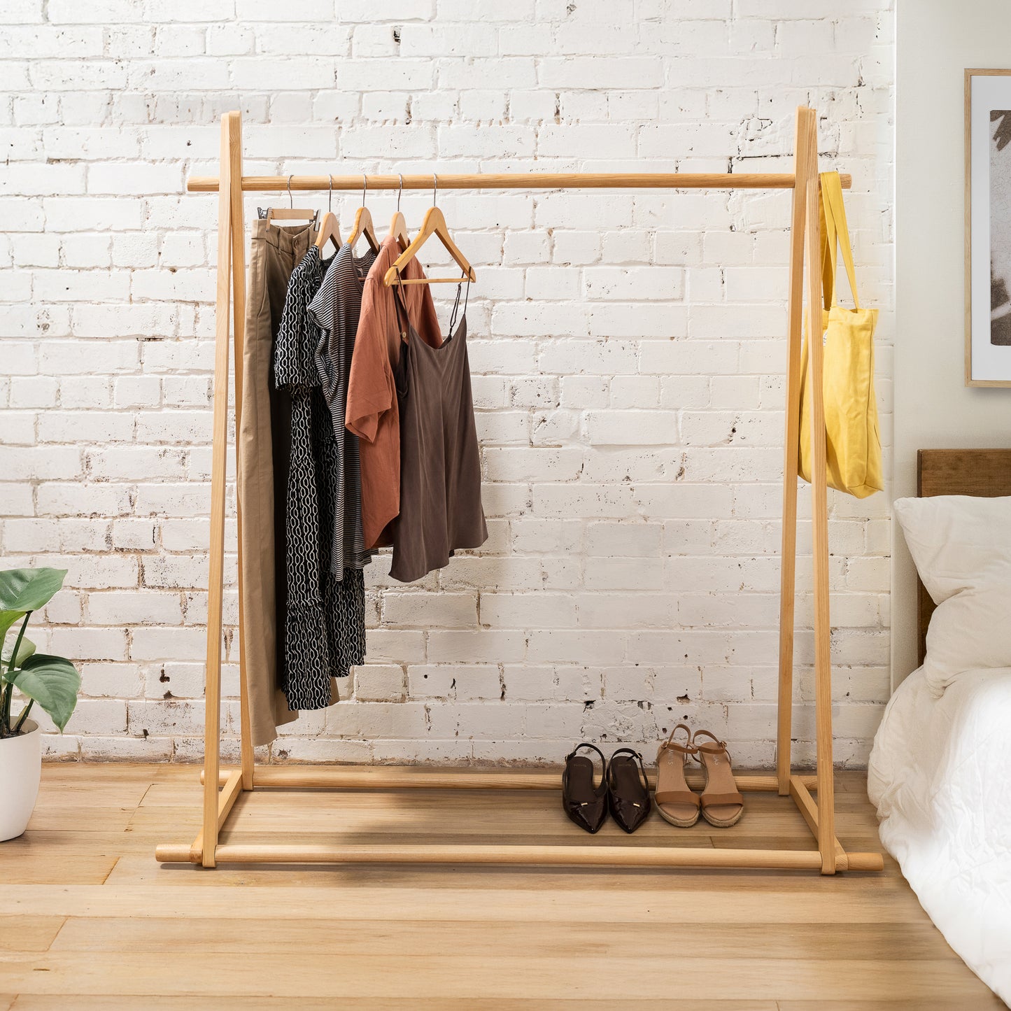 N2 Heavy-Duty Solid Ash Wood Clothing Rack (100kg Weight Capacity) – Extra Long & Thick Rails Sold in 1/3