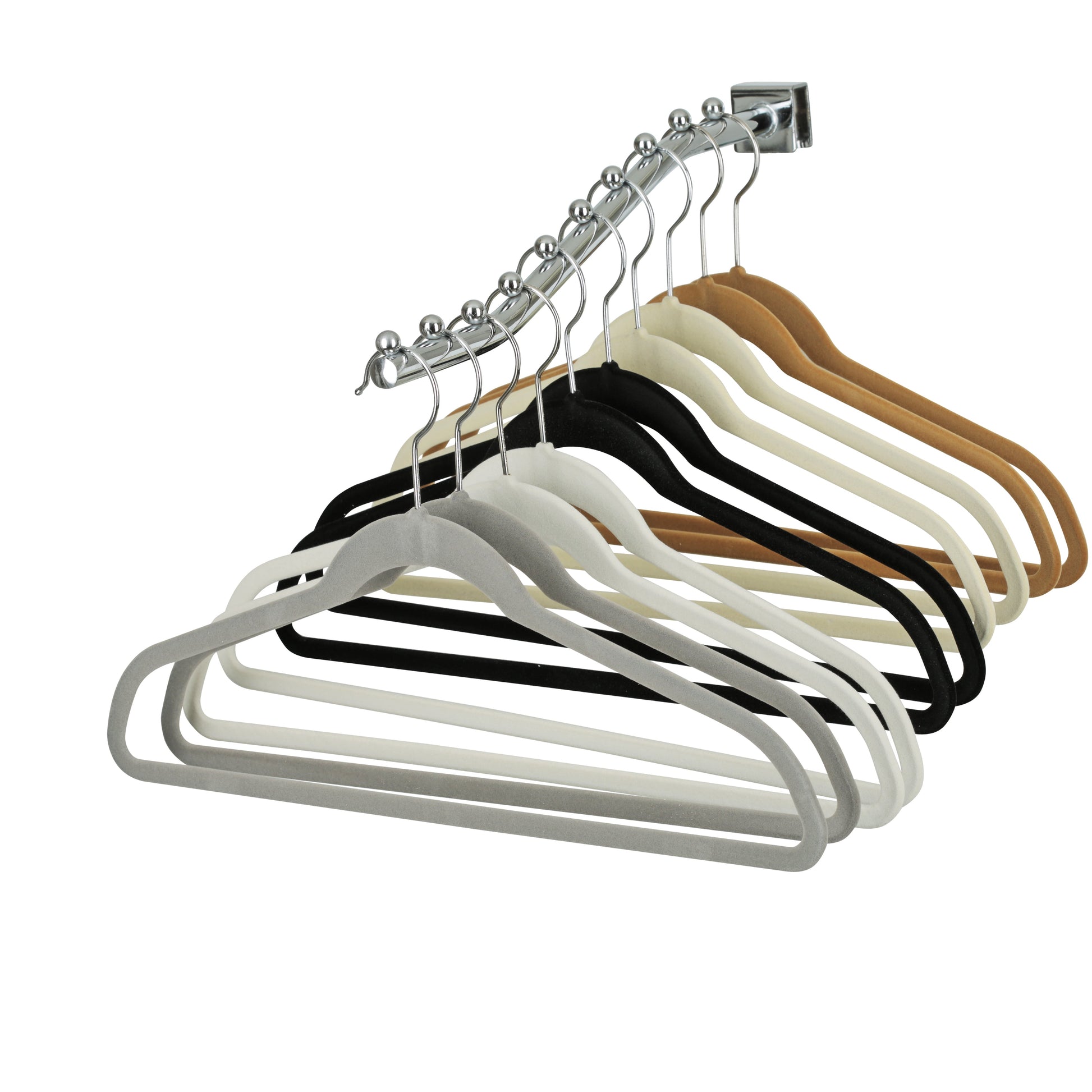 43cm Slim-Line Grey Velvet Coat Hanger with Chrome Hook Sold in Bundles of 20/50/100 - Rackshop Australia