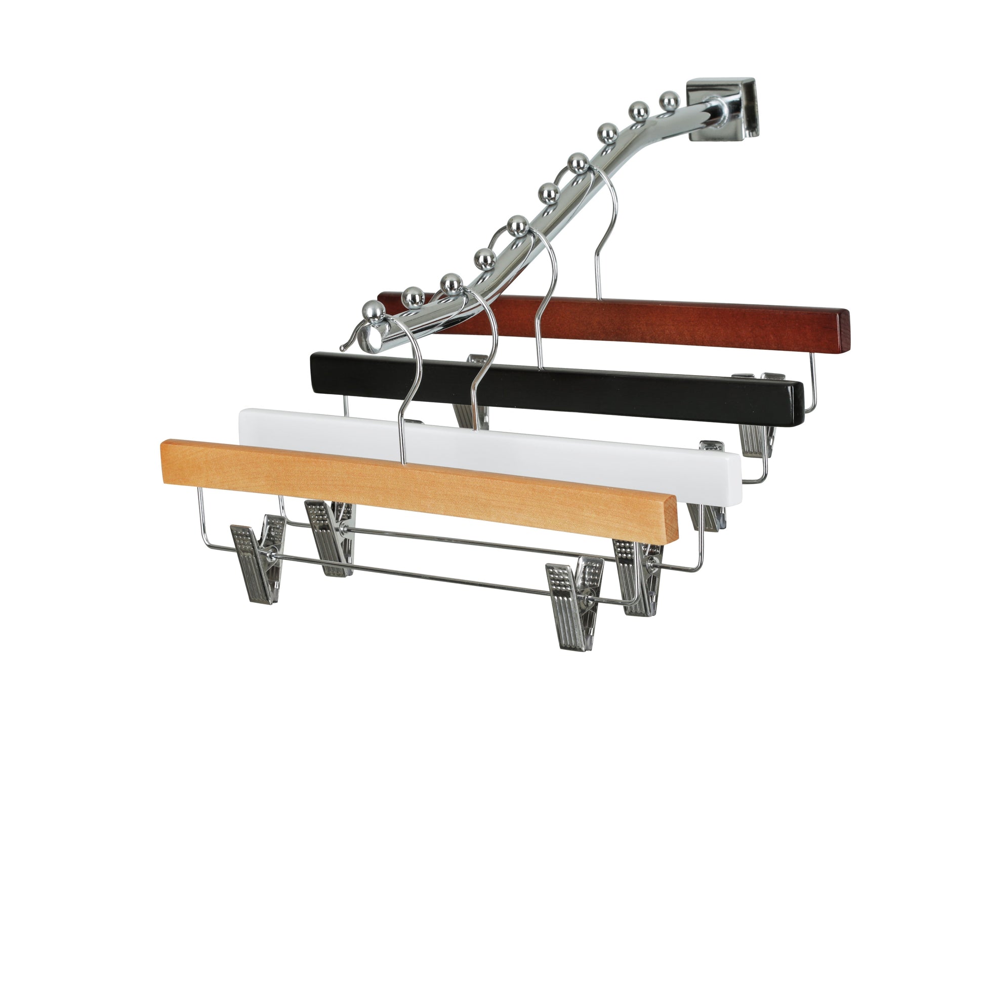 35.5cm White Wooden Pant Hanger With Clips Sold in Bundle of 25/50/100 - Rackshop Australia