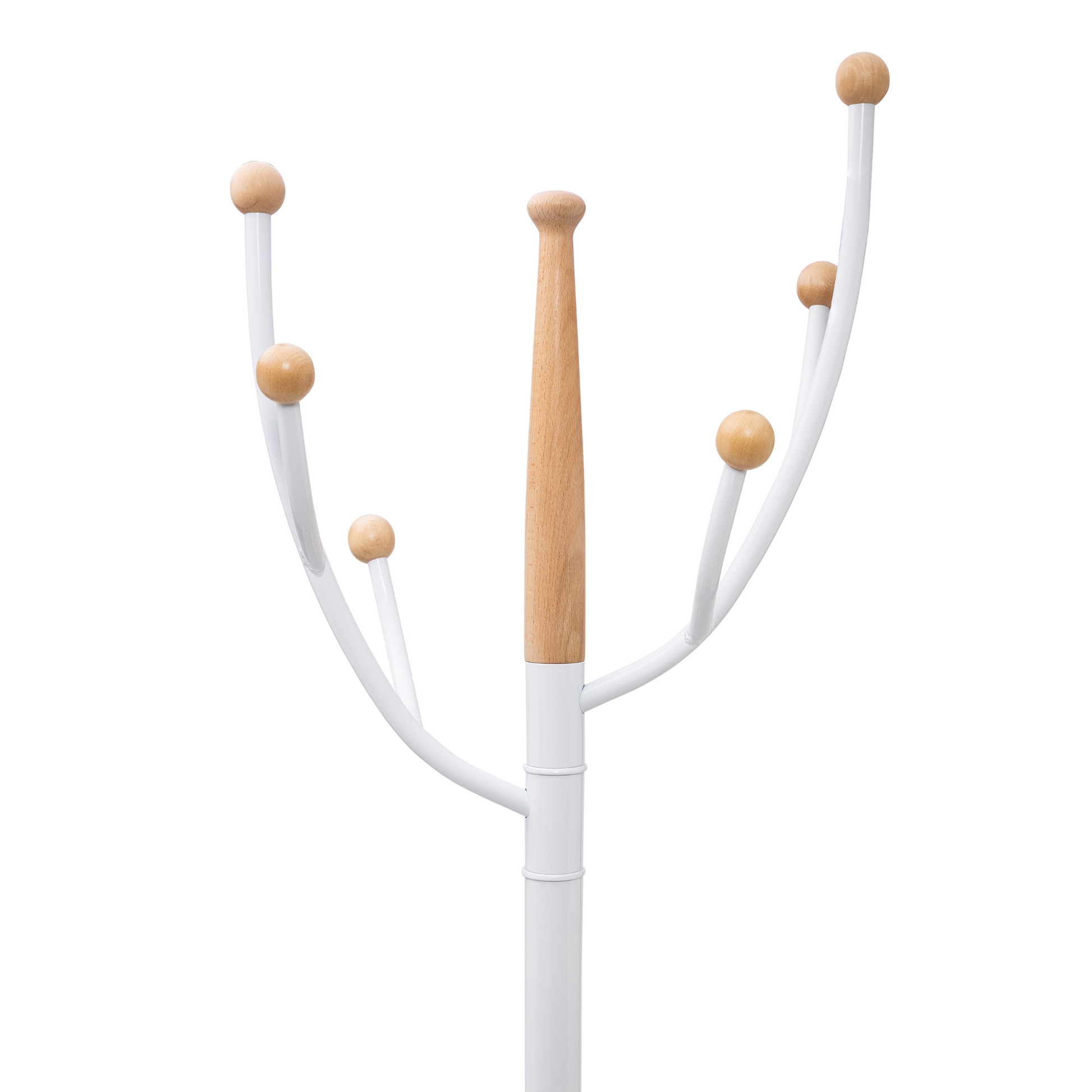 Home Deluxe Heavy Duty White Metal & Beech Wood Coat Rack With Solid Marble Base With 9 Pegs - Rackshop Australia