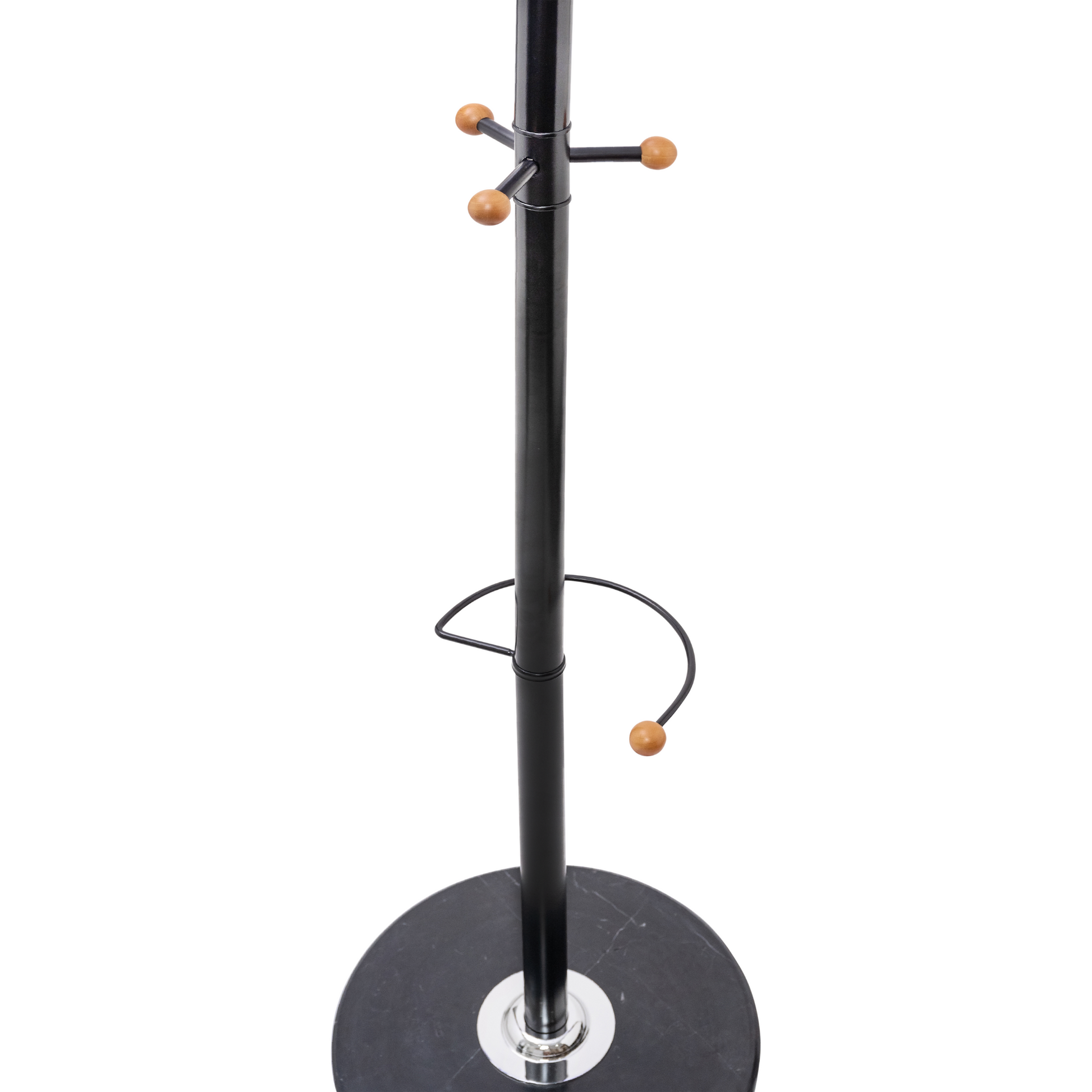 Home Deluxe Black Heavy Duty Metal & Beech Wood Coat Rack With Solid Marble Base - Rackshop Australia