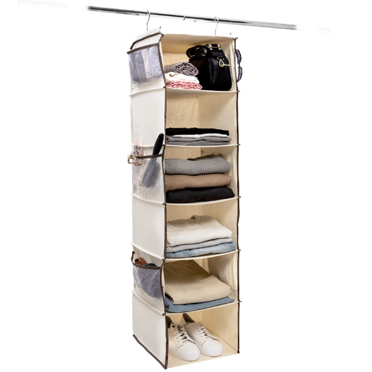 Home Deluxe Pure Cotton Canvas Hanging Organiser with Enhanced Layers & Six Extra large Space Design Sold 1/3 - Rackshop Australia