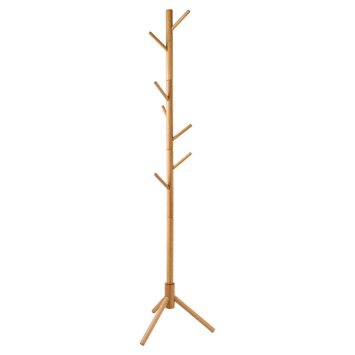 Basic Oak Rack Home Basic Solid Oak Wood Tree Coat Rack, 8 Hooks - Natural - Easy Ins ...