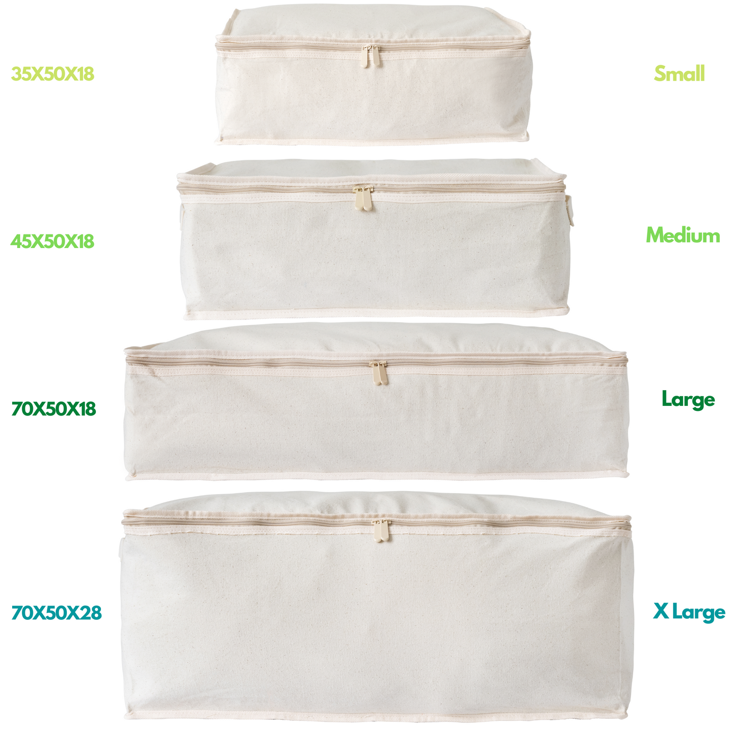 LUSH 10oz Extra Thick Pure Natural Cotton Storage Bags - Small - ( Enhanced Zip Line & Extra Thick Handles) - Rackshop Australia