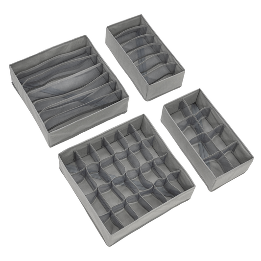 Home Basic Non Woven Fabric Drawer Storage Boxes Enhanced Layers - Easy Fordable with Zipper - Rackshop Australia