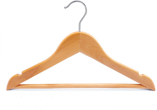 36cm Natural Wooden Baby Coat Hanger with Bar Sold in Bundle of 25/50/100 - Rackshop Australia