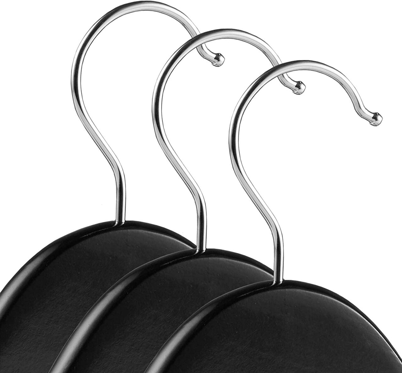 43cm Black Wooden Suit Hanger With Bar 14mm thick With Soft Rubber Sold in 25/50/100 - Rackshop Australia