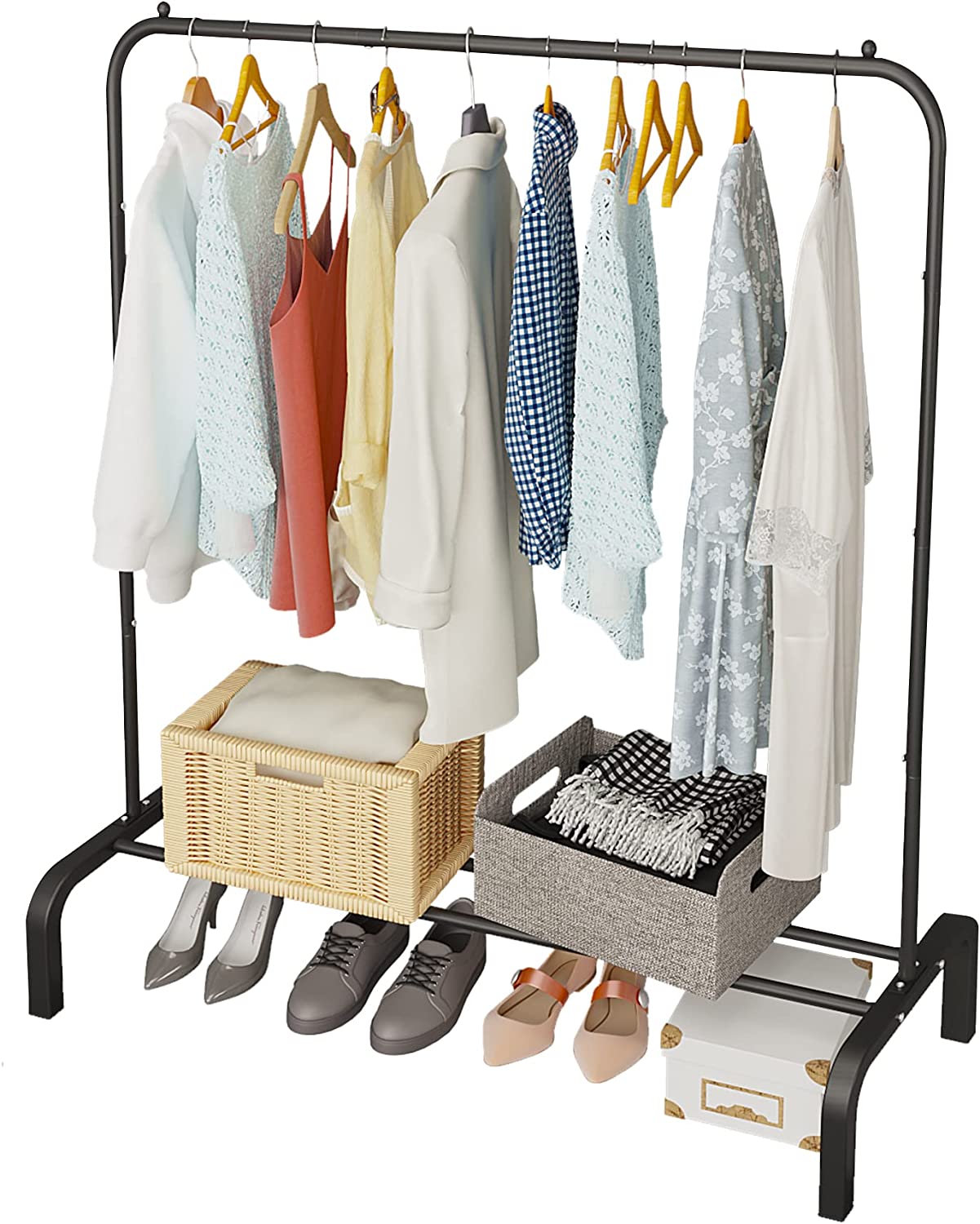 Home Essential Garment Coat Rack - Black - 50kgs Weight Capacity -  Extra Thick Rail & Enhanced Metal Base With Durable Wheels Sold in 1/3 - Rackshop Australia