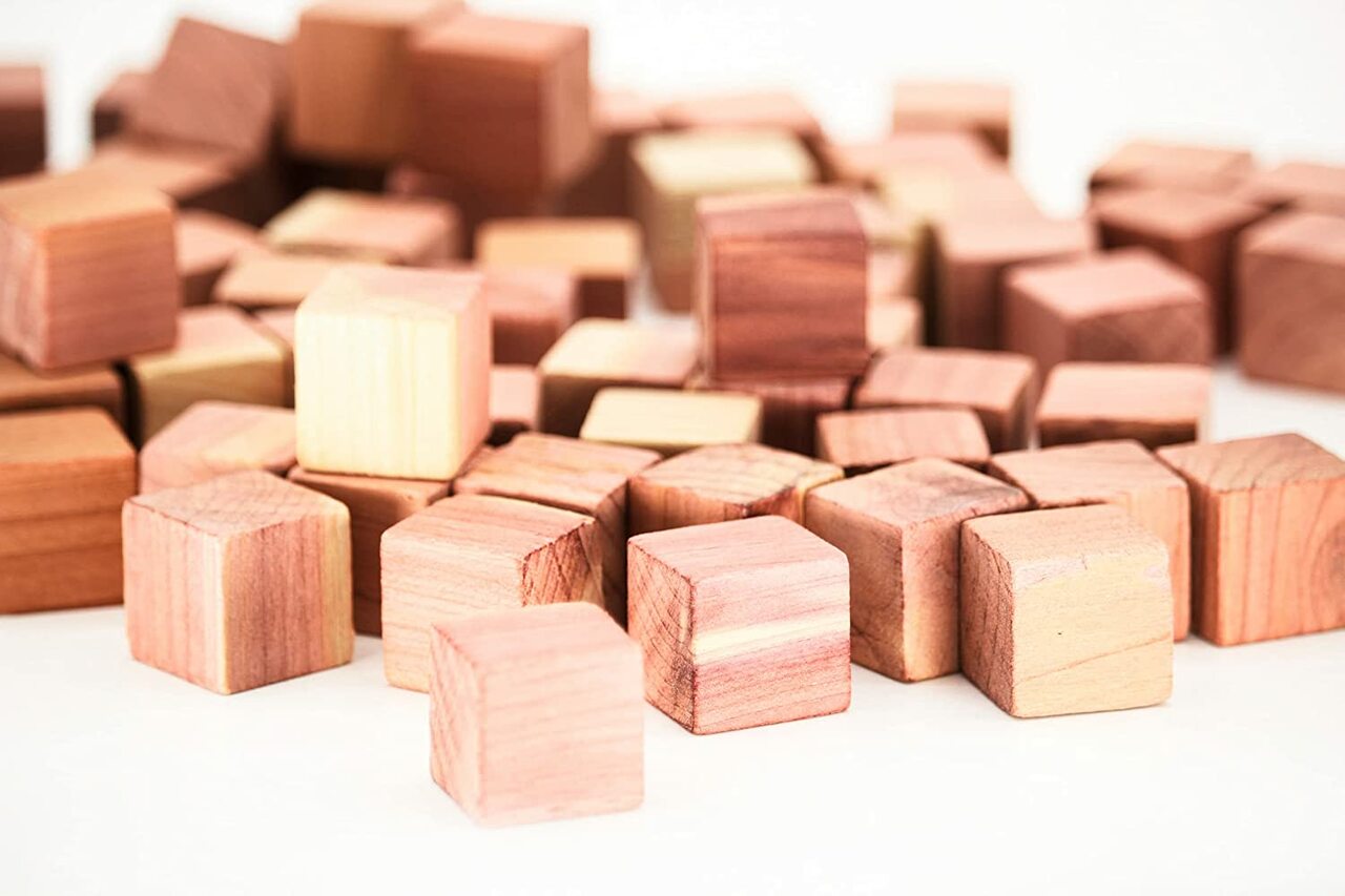 Natural Cedar square blocks for Clothes Storage - sold in bundles of 15/45/75/150/255 Units - Rackshop Australia