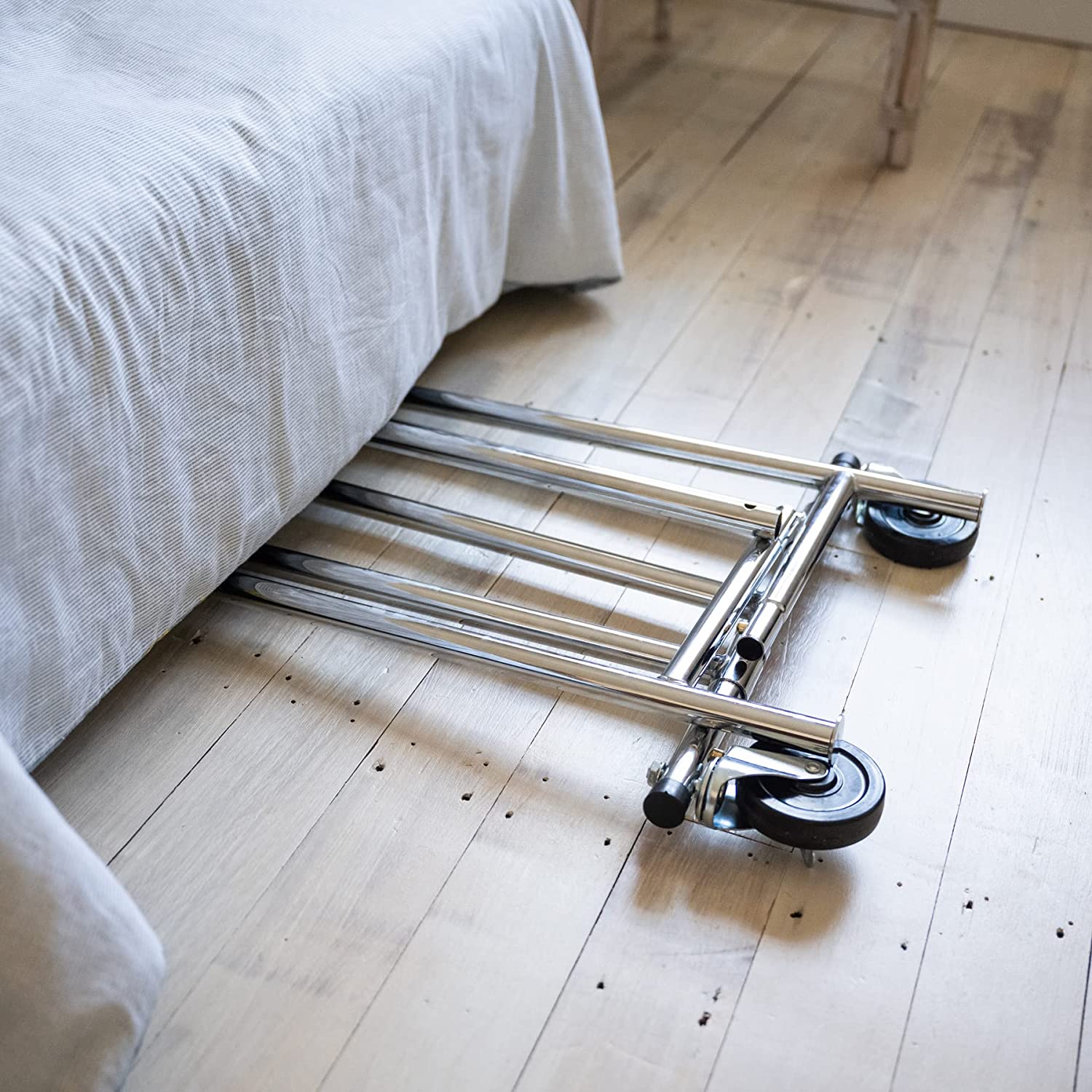 Shop Essential Chrome Metal Rolling Garment Rack - Commercial Grade (140kgs Weight Capacity) Sold in 1/3/5 - Rackshop Australia