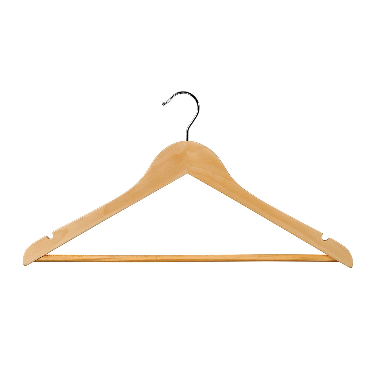 43cm Natural Wooden Suit Hanger With Bar 12mm thick Sold in Bundle of 25/50/100 - Rackshop Australia