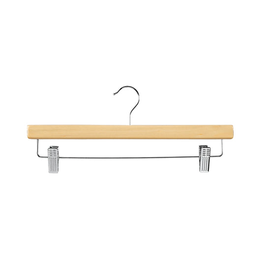 35.5cm Natural Wooden Pant Hanger With Clips Sold in Bundle of 25/50/100 - Rackshop Australia