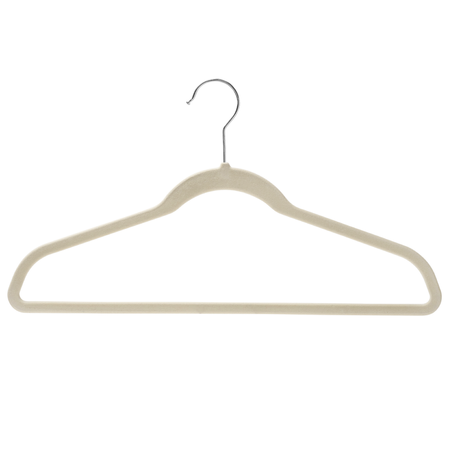 43cm Slim-Line Ivory Velvet Coat Hanger with Chrome Hook Sold in Bundles of 20/50/100 - Rackshop Australia