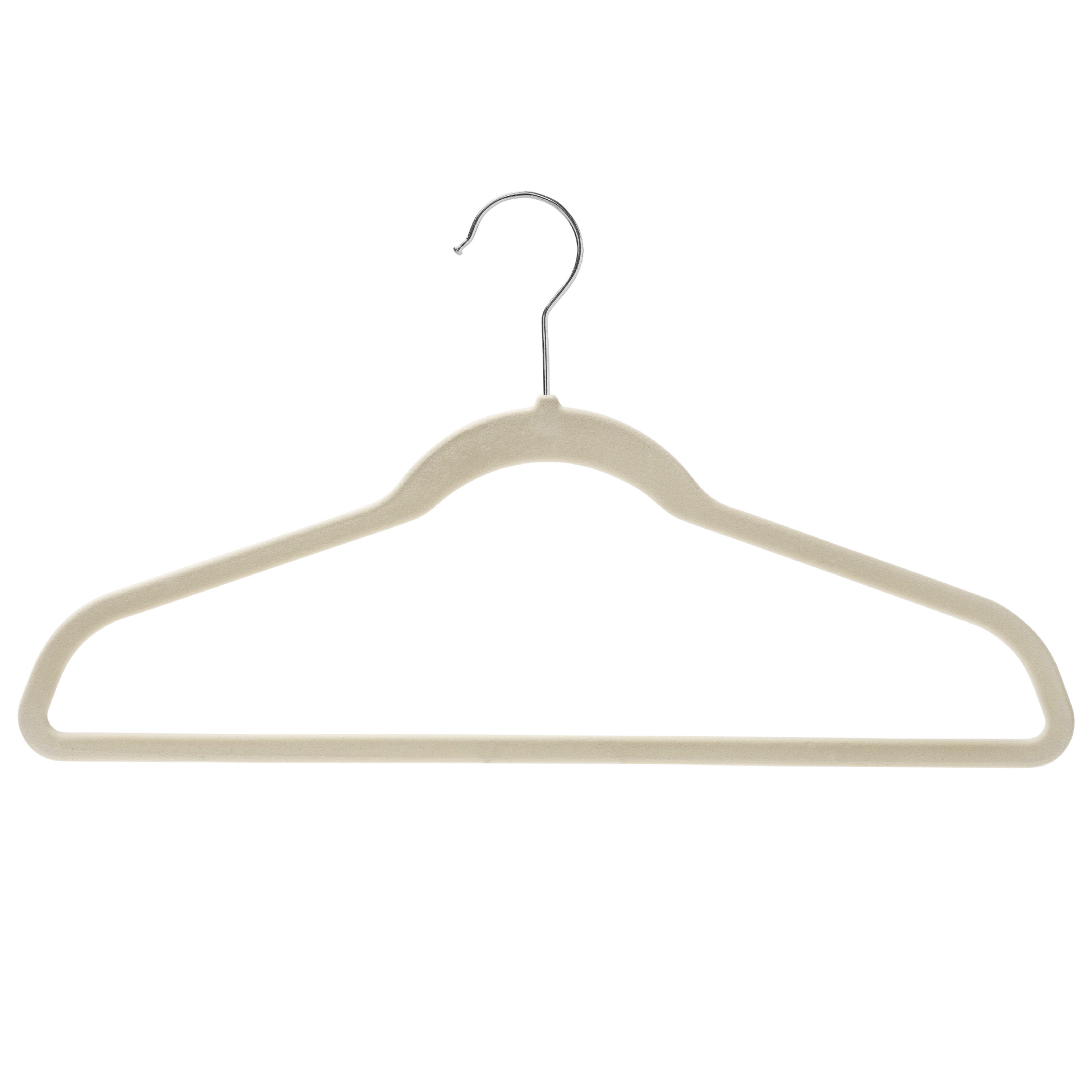 43cm Slim-Line Ivory Velvet Coat Hanger with Chrome Hook Sold in Bundles of 20/50/100 - Rackshop Australia