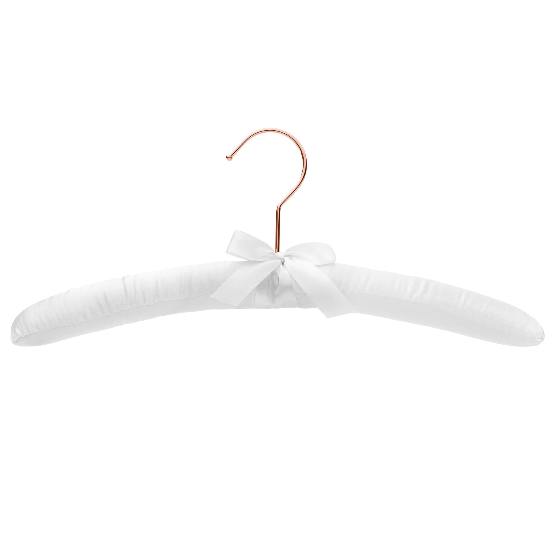 38cm White Satin Padded Coat Hangers with Rose Gold Hook- Sold in Bundle of 10/25/50 - Rackshop Australia