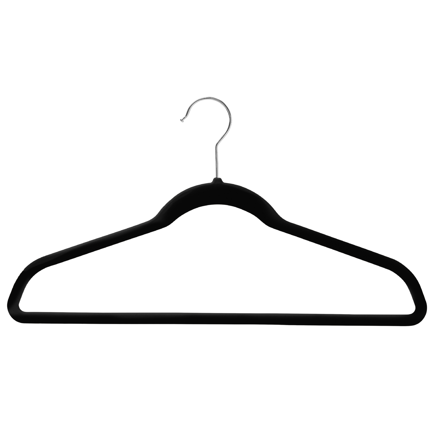 43cm Slim-Line Black Velvet Coat Hanger with Chrome Hook Sold in Bundles of 20/50/100 - Rackshop Australia